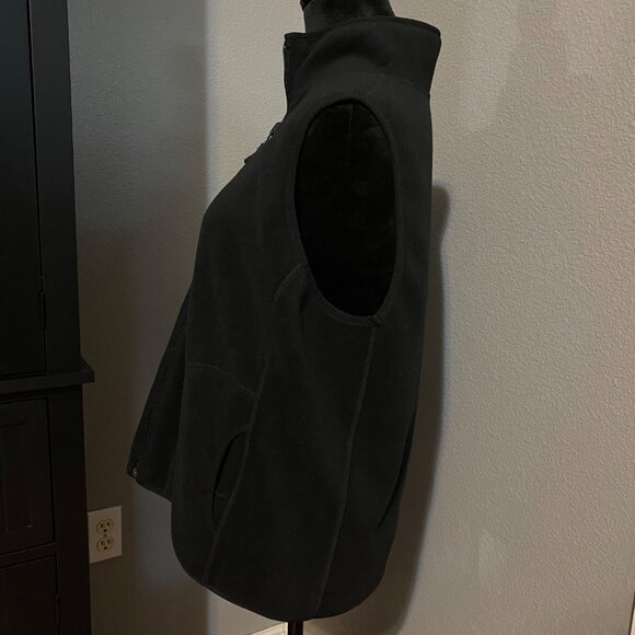 Kim Rogers Vest Womens Large Reversible Animal Print Fleece Pockets Black White - Picture 9 of 11